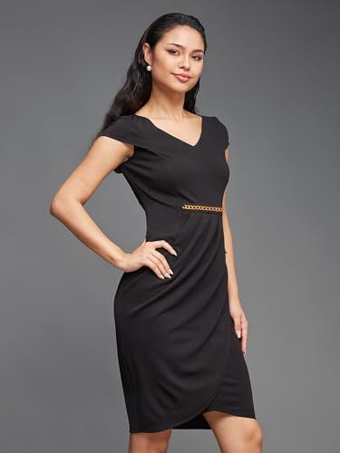 Image of Miss Chase Women's Sleeveless Collared Bodycon Above-Knee Polyester Dress