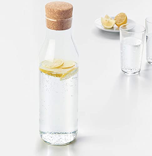 Image of IKEA 365+ Clear Glass Carafe with Cork Stopper, 34 oz (1L) - 2 Pack