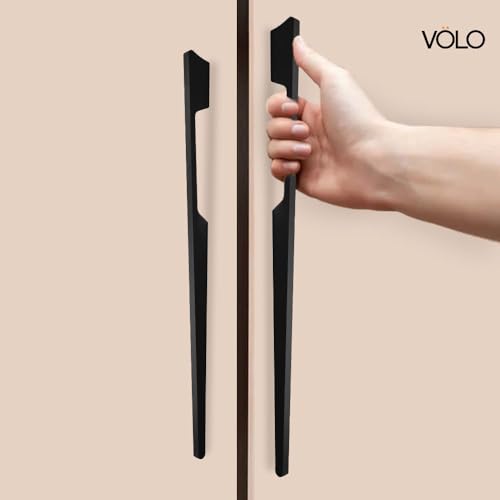 Image of VOLO Aluminium Wardrobe Handle - Elegant Pull Handle for Wardrobe Doors, Cabinet Doors, and Drawers in Kitchen, Office, and Bedroom (Pack of 2 Pieces) (SAC-40 Black 18 Inc (450mm))