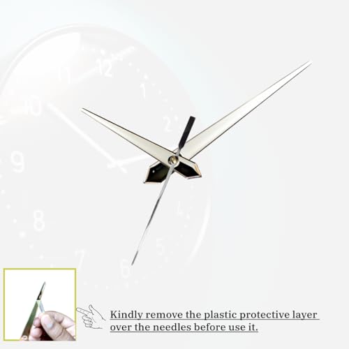 Image of Glossy Silver Metal Clock Hands Replacement Set - Modern Metallic Needles for DIY Wall Clock Making, Resin Art & Crafts (Set of 1) (Plain Pati Silver)
