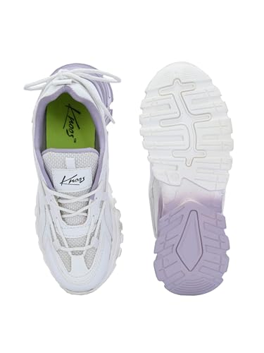 KNOOS Synthetic Leather Lace Up Casual Sneaker Shoes for Women and Girls