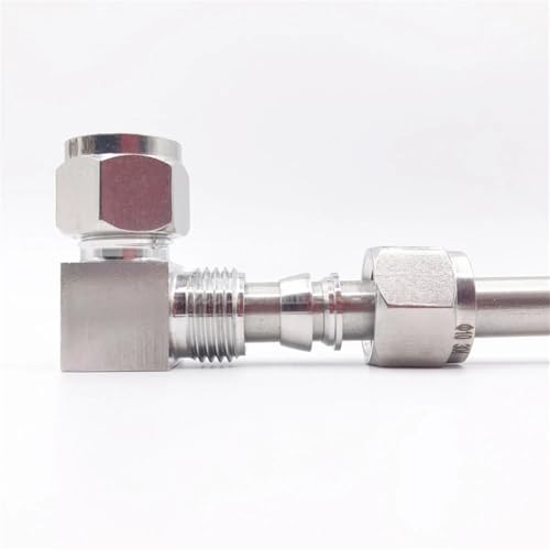 Codo de 90 grados 19,05 mm de acero inoxidable 304 con conector de compresión de doble virola 3