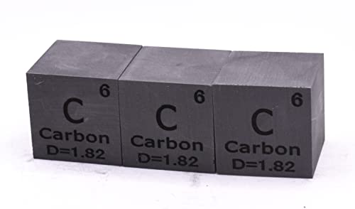 Image of 1 inch 25.4mm Carbon Cube C up to 99.9% Pure Periodic Table Element Engraved Density Collection Science Education Display Block Cube + Acrylic Case Box - 1PC