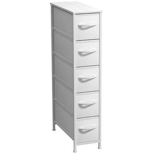 Sorbus 5-Drawer Narrow Dresser for Bedroom (White/Gray) - image 1