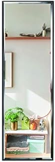 PETAFLOP Wall Mirror 14x48 Inch (122 x 35.5 cm), Full Length Mirror with Explosion-Proof Membrane Protection and Black Frame, for Bedroom, Bathroom, Hallway or Wardrobe