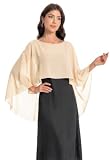 Baoqiya Chales y envolturas para mujer para vestidos de noche, chal suave de gasa para dama de honor, capa de gasa para cubrir la boda, Champán, Talla única