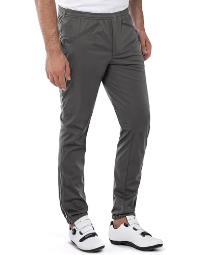 33,000ft Men's Waterproof Cycling Pants, Windproof Breathable Athletic Mountain Bike Pants Running Hiking Sweatpants Sports Grey