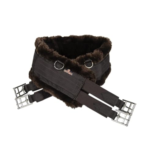 Sangle Kentucky Horsewear marron 130cm en laine et peau pour chevaux sensibles