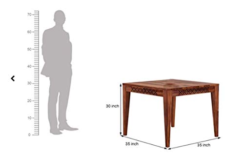 Image of SHRI MINTU'S ART Solid Sheesham Wood Dining Table 4 Seater | Four Seater Dinning Table with 4 Chairs for Home | Chairs with Cushion | Dining Room Sets for Kitchen & Restaurants | Brown Honey Finish