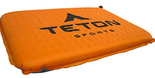 TETON Sports Cojín de Asiento de Acampada; Asiento de Estadio; Silla de Oficina; Almohadilla de Coche; Inflable, Naranja, 40 x 12 x 1.5 Pulgadas