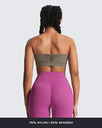 Image of Aoxjox Women's Workout Strapless Bandeau Mesh Bras Training Fitness Running Yoga Crop Tank