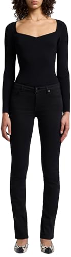 Jean 7 For All Mankind Kimmie Straight femme noir rincé taille basse droite 23W