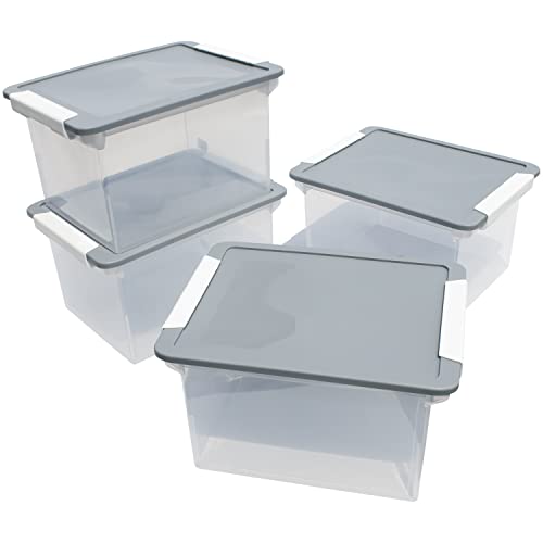 Storex Portable File Tote with Locking Handles, Letter/Legal Files, 18.5