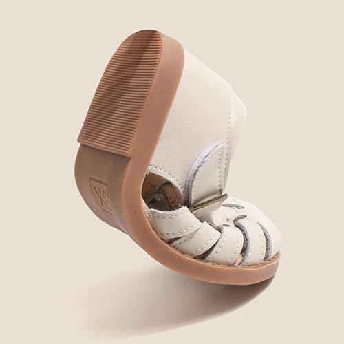 Image of WUIWUIYU Toddlers Little Girls T-Strap Hook&Loop Dress Strawberry Summer Shoes Closed Toe Carrot Sandals
