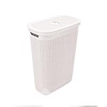 Addis Faux Hessian 40 litre Slim Laundry Hamper Calico, Clothes Washing Bin with Lid, Compact and Stylish for Everyday Family Use, Calico Cream