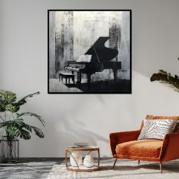 Peinture sur toile de piano décoration salon moderne affiche musique 55x55cm