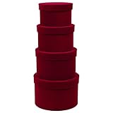 GnFlus Round Gift Boxes with Lids for Presents Set of 4 Red Wine Velvet Nesting Gifts Box for Arrang