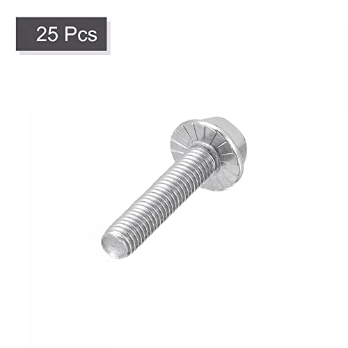 Image of uxcell M5x25mm Hex Serrated Flange Bolts Screws Metric Thread 304 Stainless Steel 25pcs