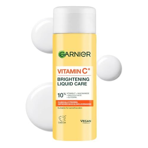 Garnier Vitamin C Brightening Liquid Care Toner with 10% Glycerin + Niacinamide + Vitamin C + Salicylic acid - Dermatologically tested Vegan Formula Cruelty-Free approved - 120ML