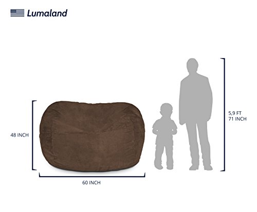 Lumaland Luxurious Giant 5Ft Bean Bag Chair With Microsuede Cover - Ultra Soft, Foam Filling, Washable Large Bean Bag Sofa For Kids, Teenagers, Adults - Sack Chair For Dorm, Family Room - Brown #TOP2
