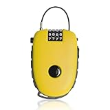 Einziehbares Kabelschloss, Zahlenschloss Vorhängeschloss 4 Stellig, Fahrradschloss mit 75cm Drahtseil, ideal als Scooterschloss, Kofferschloss Helmschloss Motorrad (Gelb)