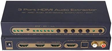 Linsoul 4K 3x1 HDMI Switch Audio Extractor with TOSLINK Optical SPDIF & RCA L/R Audio Out, with Remote, Supports ARC, 4kx2k, 3D, 1080P