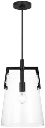Scott Living 1-Light Crofton Modern Kitchen Pendant Midnight Black DJP1271MBK, Kitchen Island Lighting for Home Decor, Hanging Lamp Pendant Light for Kitchen Decor, Elegant Ceiling Light Fixture