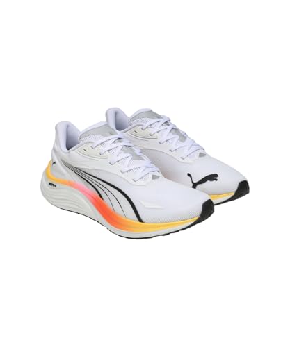 PUMA Chaussures de Course Electrify Nitro 4 pour Homme, Blanc-Poison Rose-Sun Stream, 44 EU, Puma Poison Blanc Rose Soleil ruisseau, 44.5 EU
