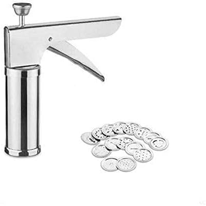 Stainless Steel Kitchen Press Machine Farsan Maker Sev Maker Indian Snacks Makers Murukku Maker with 15 Jali and 6 icing Nozzles