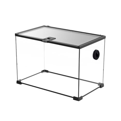 QIYAONUO爬虫類 ケージ 飼育ケース レ 両開きガラスケース 透明 通気ケージ レプタイルボックス ケージトカゲ カエルカメ ヘビ カエル 昆虫などに適している (50x30x35cm)