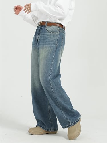 EMMIOL Baggy Jeans Men,y2k Jeans Cargo Design Wide Leg Loose Fit,Mens Denim Pants Vintage Skater Streetwear Relaxed3