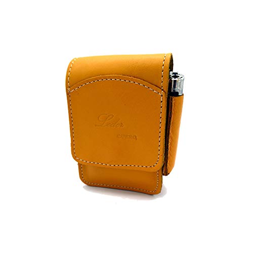 PITILLERA DE Piel con MECHERO (Mostaza)