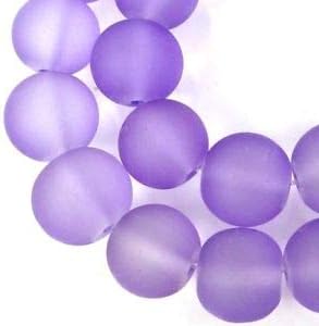 25 Frosted Sea Glass Round Beads 10mm Matte - Lavender Spacer Beads and Roll Crystal String for Bracelets Jewelry Making