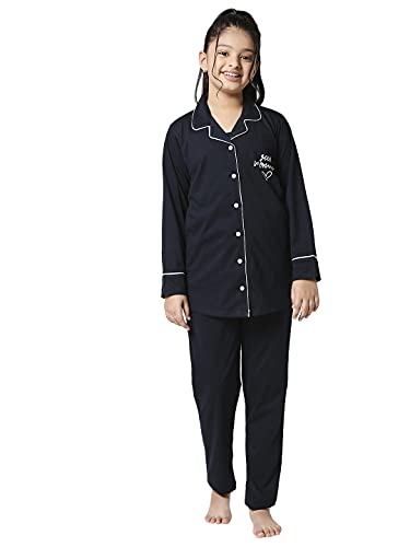 Image of ZEYO Girls Night Suit Set Cotton Solid Plain Pajama Set Night dress 5512