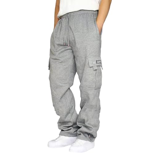 Men's Wide Leg Sweatpants Cargo Baggy Hiking Loose Jogger Casual Pants with Multi Pockets, S-5XL