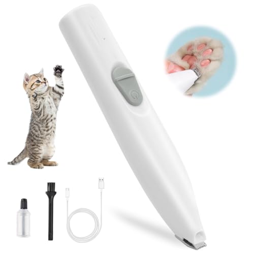 Image of HASTHIP Cat Dog Trimmer for Paw, Small Area Hair Trimmer & Nail Grinder | With LED Light, Low Noise, USB Rechargeable, Pen Shape Design, 2 Interchangeable Bits, Pen Shape Design