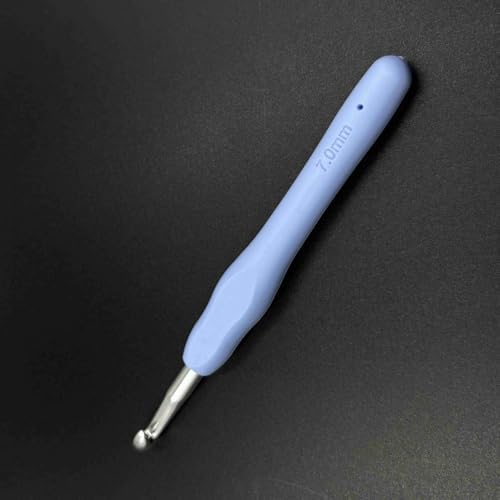 Premium Crochet Hooks Set – Stainless Steel Soft-Grip Crochet Tool Kit for Crafting Plush Toys, 7mm Blue Knitting Needles Included - 2