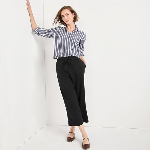 Lands' End Women's Sport Knit Pull On Drawstring Wide Leg Crop Pants4