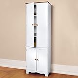 BrylaneHome Country Kitchen Tall Cabinet - White Honey