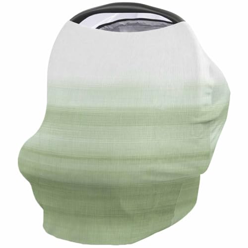 Retro Abstract Minimalism Style Nursing Cover for Breastfeeding Scarf, Sage Green White Ombre Baby Car Covers Super Soft Multi Use for Canopy Shopping Cart Cover Blanket Stroller Cover