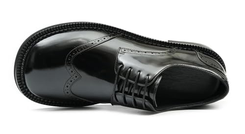 Santimon Mens Patent Leather Oxfords Formal Dress Shoes - Fashion Square Toe Wingtip Brogue Suit Shoes for Prom Wedding Business Causal3
