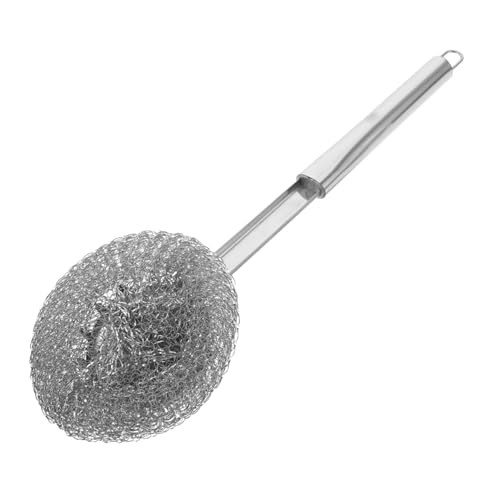 GOOHOCHY Dishwashing Brush Scourer Handle Metal Dish Scrubber Stainless Steel Sponge Scrubber Long Reach
