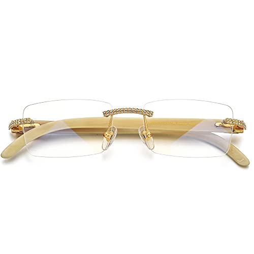 Image of HEPIDEM 100% Really Buffalo Horn Handmade Sun Glasses Square Rimless Luxury BUffs Sunglasses 0816