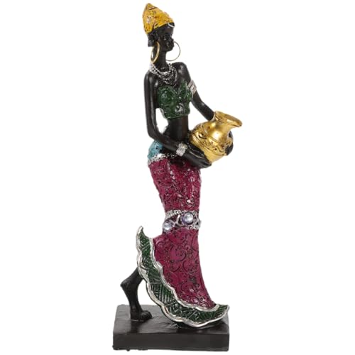 Toyvian Sculpture de Femme Africaine en Résine 27 Cm Décorative pour Bureau et Maison, Figurine Artisanale Noire Exotique, Statue D’Art pour Salon et Cabinet de...