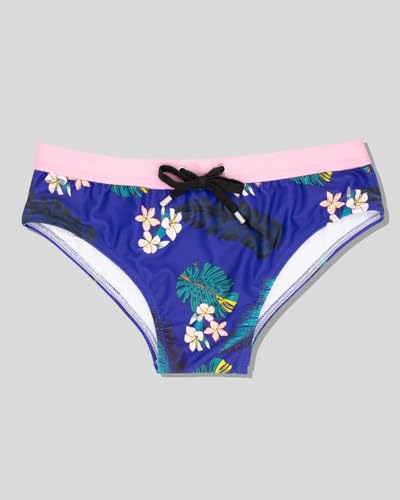 MIZOK Men’s Sexy Funny Prints Summer Swim Brief Colour Block Swimming Swimsuit4