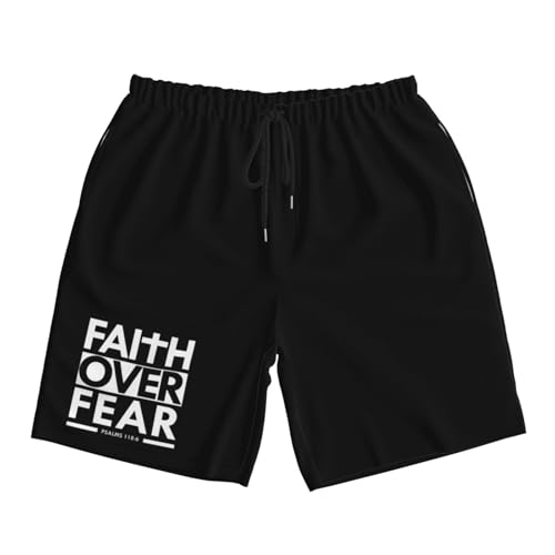 Faith Over Fear Bible Scripture Verse Christian Men's Quick-Dry Board Shorts 7