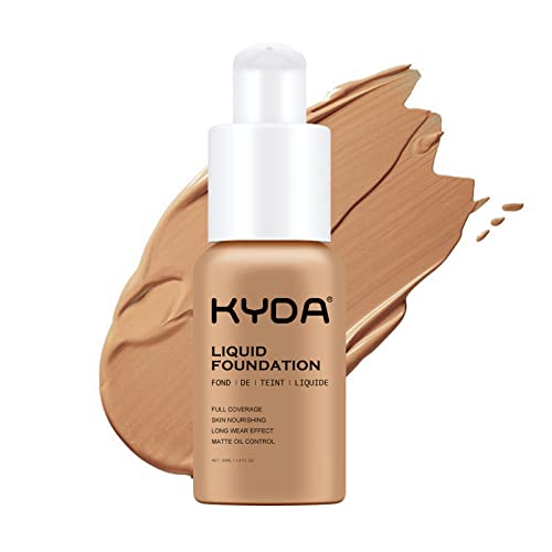 Kyda Matte Liquid Foundation, Full Coverage Concealer Foundation Cream, Oil Control Long Wear Lightweight Foundation Makeup-105 Sand #TOP6