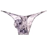 [ASIAN CLOSET] L グレー メンズビキニ【La-PommeHomme/ラポーム・オム】 花柄プリント フロント立体縫製 凸フロント 下着 アンダーウェア パンツ フラワー