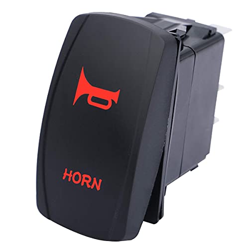 Mxuteuk RK1-06N-LB-R 12V Waterproof Horn Switch Rocker Toggle Switch Momentary 20A Red Led Light On/Off Spst 5 Pin thumb #4