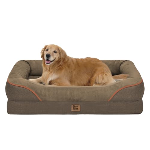 Orthopedic XL Large Dog Bed - Removable Bolster & Waterproof Washable Cover for Pet Big Dogs Bed Extra Large Dog Beds with Foam Support Non-Slip Bottom